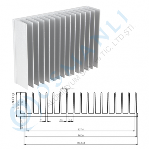 Alüminyum Soğutucu 165mm X 35mm Alüminyum Soğutucu 165mm X 35mm